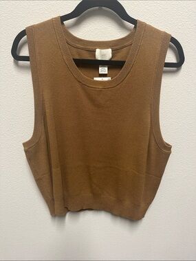 NWT H&M Sleeveless Knit Crop Top - Brown/mustard color - XL